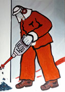 Arbeiter,   Acrylfarbe a. Leinwand,  210 x 150 cm,   2007