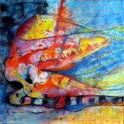 Eclosionar (serie Seguridad) - Mixta sobre tabla 60 x 60 cm
