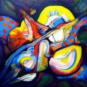 Mundos Mínimos 2 (serie Sumisión o Rebeldía) - Mixta sobre lienzo 40 x 40 cm