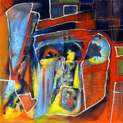 El Rostro de la Inseguridad (serie Inseguridad) - Mixta sobre tablilla entelada 60 x 60 cm
