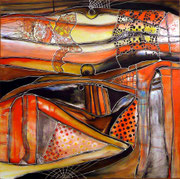 Crueles Redes de Inseguridad (serie Inseguridad) - Mixta sobre tabla 60 x 60 cm