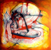 Homosapiens??? - Mixta sobre lienzo 80 x 80 cms  /En Arte Actual Gallery On Line