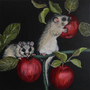 Nachts, 2026, 40 x 40 cm, Acryl auf wiederbenutzter Malpappe