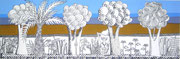 Natur, 2006, 65 x 200 cm, Acryl, Stempeldruck auf Nessel
