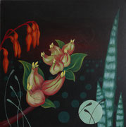 Vorschlag für Perelin V, 2026, 40 x 40 cm, Acryl auf wiederbenutzter Malpappe