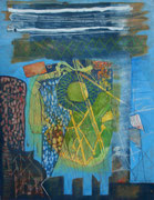 "Nachtstück"  2021  65x50cm  Monotypie/Tusche/Farb- und Bleistift auf Büttenpapier