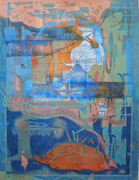 "Zersplittert"   2019   65x50 cm   Monotypie/Tusche/Kreide/Farb- und Bleistift auf Büttenpapier