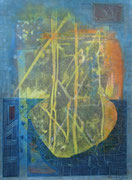 "Störfall" 2020, 45x33 cm  Holzdruck/Tusche/Farb- u. Bleistift auf Büttenpapier