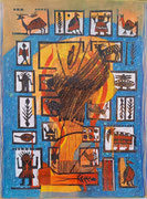 "Letzter Winter" 2025  65x50 cm  Hlzdruck/Kreide/Farbstift auf Papier