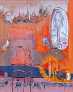 "Jurte"  2026  100x80 cm   Collage/Öl auf Leinwand