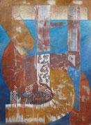 "Testphase"  2020  75x55 cm Holzdruck/Tusche/Kreide/Farb- u. Bleistift auf Bütten