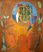 "Heiße Luft"  2024, 110x90 cm, Collage/Öl auf Leinwand