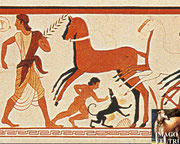 Tomba della Scimmia,Chiusi,V secolo a.c.,affresco,particolare giochi funerari.