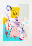 Davide Ricchetti :" Aurora , esercizio su Michelangelo" ,  tecnica mista su carta, cm 40x25, 2016. In permanenza presso la Galleria dArte moderna e contemporanea Bruno, Villa s.Giovanni
