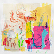 Davide Ricchetti :" studio per la Sibilla Libica ", tecnica mista su carta, cm 30x 20, 2016