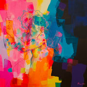 Davide Ricchetti: "Figura su Ezechiele", tecnica mista su tela, cm 100x100, 2023