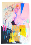 Davide Ricchetti " Ignuda sul Gioele" (particolare dalla Cappella Sistina), tecnica mista su carta, cm 70x50, 2016