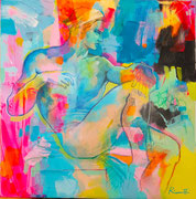 "Ignudo sul Geremia n 2", tecnica mista su tela, cm 50x50, 2022