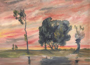 2231/ Landschaft, ~1960, P.Schadwinkel unsign. (Zertifikat), 52x25cm, EUR 25,-