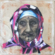 Vieille Femme Marocaine - Technique Mixte sur kraft, 2019