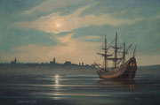 Wismar im 17. Jahrhundert, 40x60, Acryl auf Malplatte