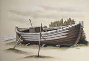Fischerboot-Studie, 40x50, Öl auf Malplatte