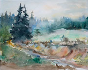 Weg zum Wald, 30x40, Aquarell auf Papier
