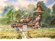 Befriedeter Panzer, 30x40, Aquarell auf Papier