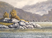 Norwegen, 30x40, Gouache auf Leinwandplatte