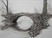 Die vergessene Brücke, 30x40, Buntstift auf Papier
