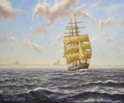 Segler vor alter Wismaransicht, 50x60, Öl auf Malplatte