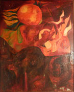 ohne Titel (80 x 100 cm) (stark beschädigt, Farbe blättert ab)