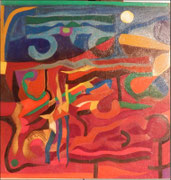 Mond über dem Strand (45 x 45 cm)