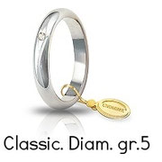Fede Unoaerre Classica grammi  5,0 Oro Bianco con diamante 50 AFN 1/001