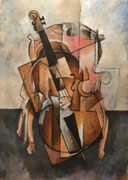 CELLO ON PINK ARMCHAIR - Oil on canvas - 92x65cm - 2016