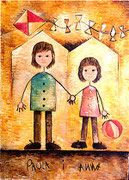 ANNA I PAULA - Tècnica: oli sobre llenç. Dimensions: 130x89 cm. Any: 2001. (Col·lecció privada a Castelló, ESP)