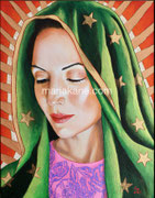 Guadalupe Madonna ©2025, Dimensions: 12" w  x 16" h, Acrylic on Canvas, Private Collector