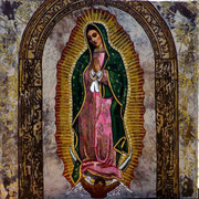 Our Lady of Guadalupe © 2018, Acrylic on Canvas, Dimensions 10" h x 10" w, Private Collector