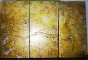 Cherry Blossom (Triptych) ©2005, Acrylic on Canvas, Dimensions 4" w x 12" h, Private Collector