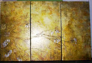Cherry Blossom (Triptych) ©2005, Acrylic on Canvas, Dimensions 4" w x 12" h, Private Collector