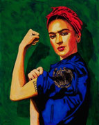 Frida the Riveter ©2009, Acrylic on Canvas, Dimensions 18" w x 24" h, Private Collector