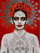 Frida Catrina ©2023,  Dimensions: 18" w  x 24" h, Acrylic on Canvas, Private Collector