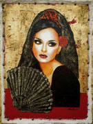 Malaguena Salerosa ©2009, Acrylic on Canvas, Dimensions 19" w x 26" h, Private Collector