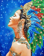 Coyolxauhqui: ("She with Bells on Her Cheeks") The Moon © 2023, Dimension: 20" h x 16" w,  Acrylic on Canvas, Private Collector