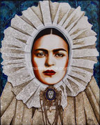 Frida Calavera ©2023, Acrylic on Canvas, Dimensions 16" w x 20" h, Private Collector
