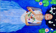 Title: Ophelia ©2024, Dimensions: 60" x 36" h, Silver Leaf & Acrylic on Canvas, Private Collector