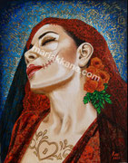 Catrina ©2022,  14" h x 11" w, Acrylic on Canvas, Private Collector