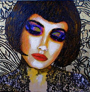 Femme Fatale: La Catrina III ©2009, Acrylic on Canvas, Dimensions 6" w x 6" h, Private Collector
