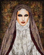 Sor Juana ©2011, Acrylic on Canvas, Dimensions 24" w x 30" h, Private Collector