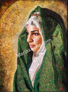 Title: Madonna of Compassion© 2023, Dimensions: 18" w  x 24" h, Acrylic on wood, Private Collector